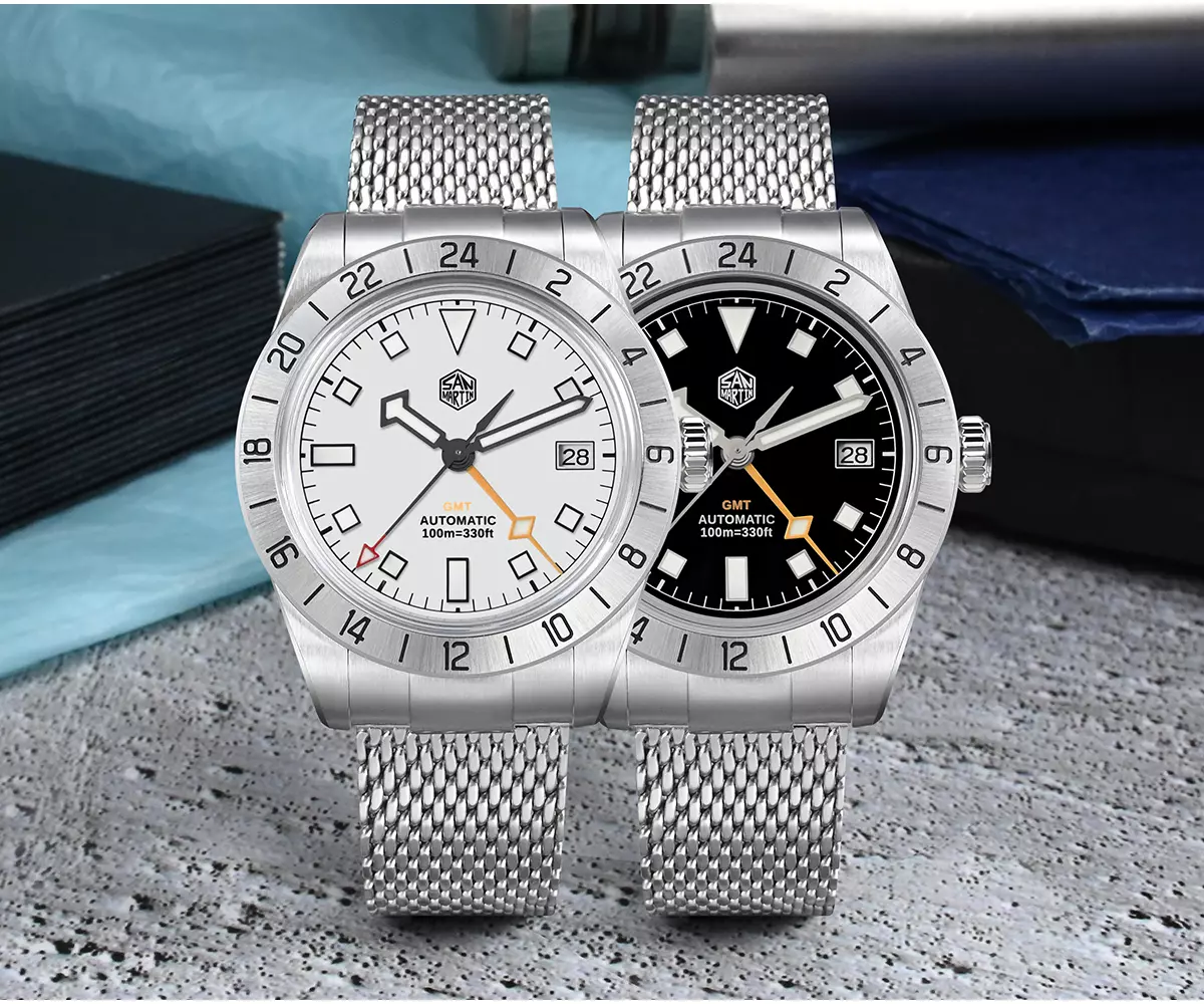 23-1.webp SN0135-G 39mm NH34 Diver GMT Watch Enamel black and white Dial Stainless Steel Automatic Mechanical watch Sapphire Luminous - Image 1