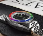 SN0116-B1 39.5mm NH35 Original Design Men Sports Watch Automatic Mechanical Waterproof 100m Black Dial Colorful Rainbow Bezel Insert - Image 2