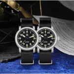 SN0143-G 40mm YN55 Diving Watch Automatic Pilot Style Simple Mechanical Wristwatch Sapphire Nylon Strap Waterproof 100m
