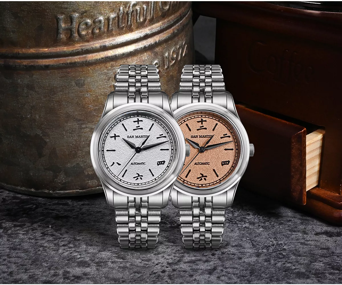SAN-MARTIN-SN0144CG5-00.webp SN0144-CG5 39mm Luxury Men's Business Dress Watch 90S5 Automatic Mechanical Waterproof 100m Luminous Spark Pattern Dial - Image 1