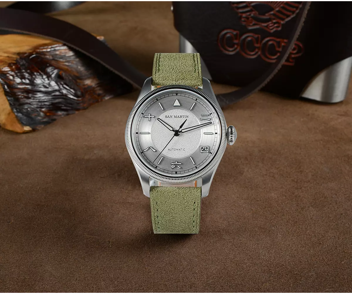 SAN-MARTIN-SN033C-033.webp SN033-C 39.5mm mechanical military pilot watch with coin edge bezel 100 meters waterproof YN55 movement - Image 1