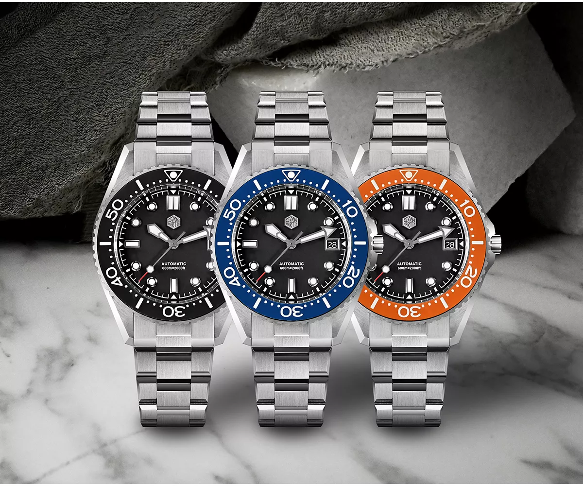 SAN-MARTIN-SN036C-01.webp SAN MARTIN New SN0036-C Men Diving Watch Helium Value ST2130 Automatic Mechanical Luxury Vintage Black Dial Waterproof 600m - Image 1