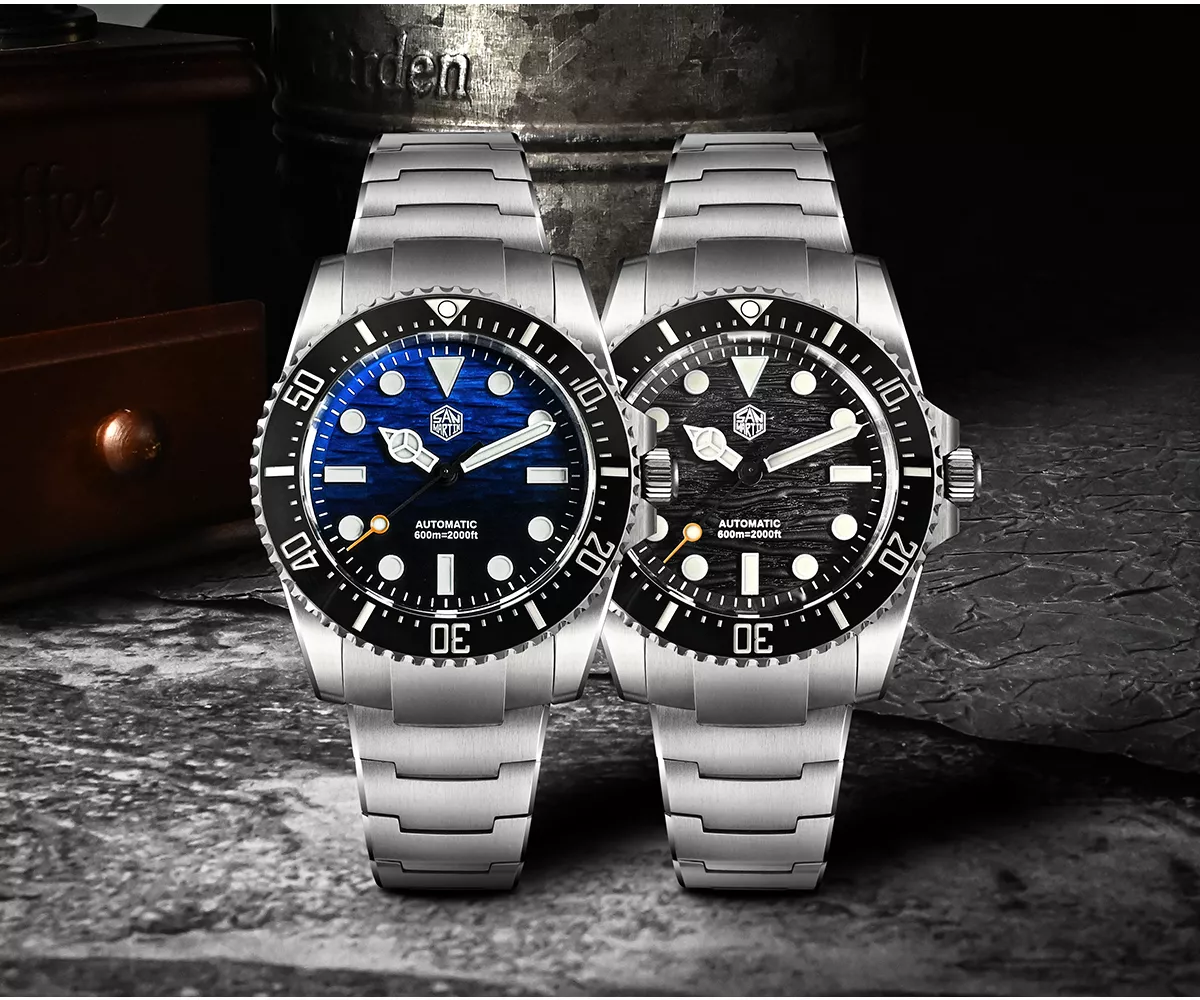 SAN MARTIN SN0126GL 018 San Martin New SN0126-GL 42mm Diver Watch 600M waterproof Mercedes Hands Miyota 90S5 Automatic Mechanical Sapphire BGW-X1 Lume Gradient Dial helium valve - Image 1